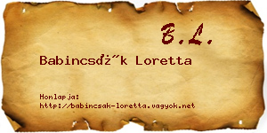 Babincsák Loretta névjegykártya